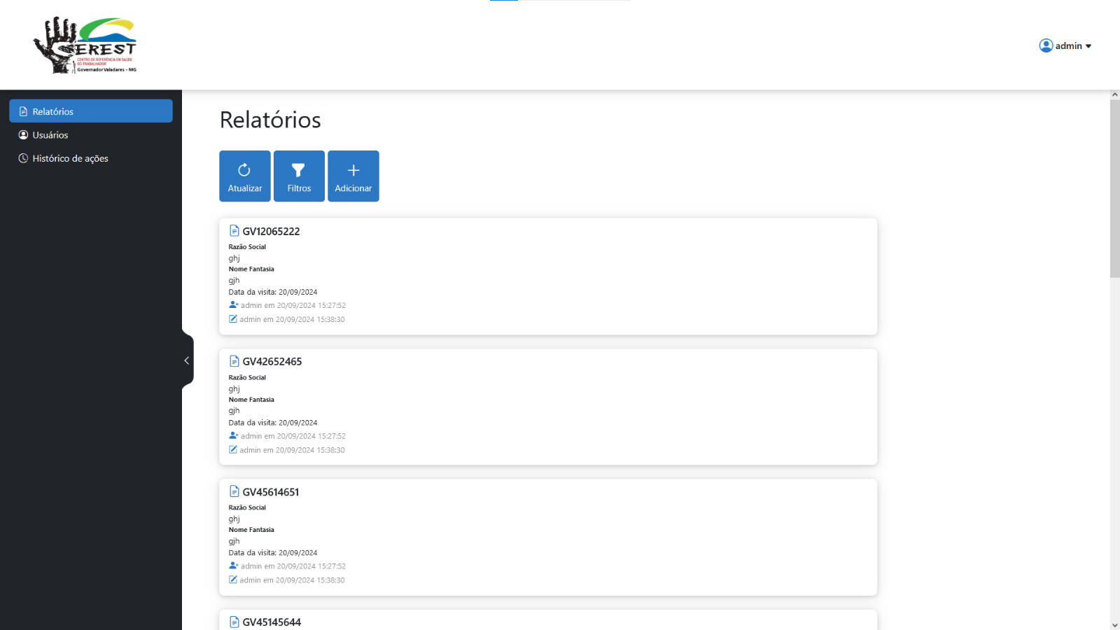 Sistema de Gestão de Relatórios de Segurança do Trabalho